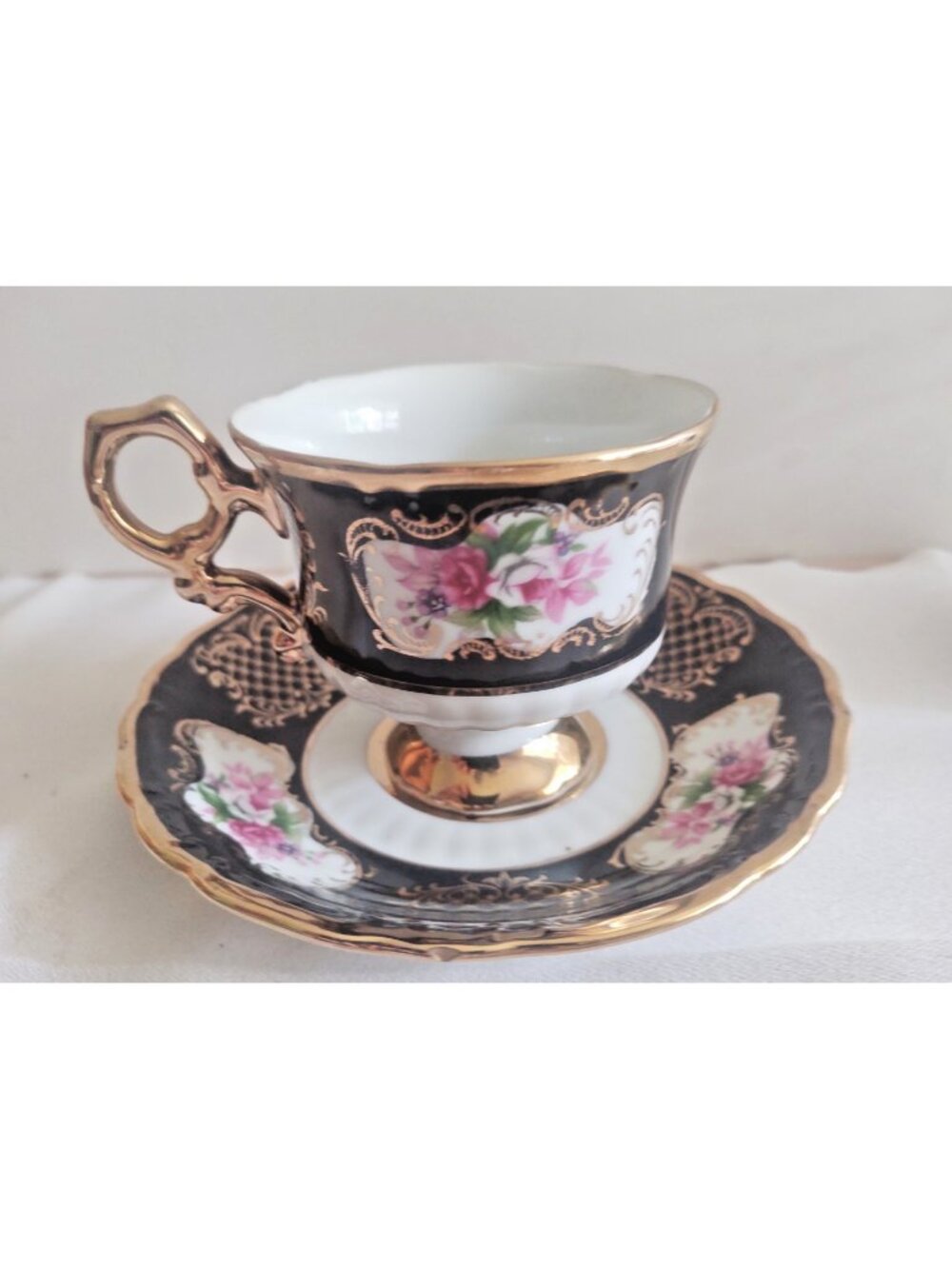 Vintage Shafford Japan tea Cup & saucer Set Hand Painted 1960's